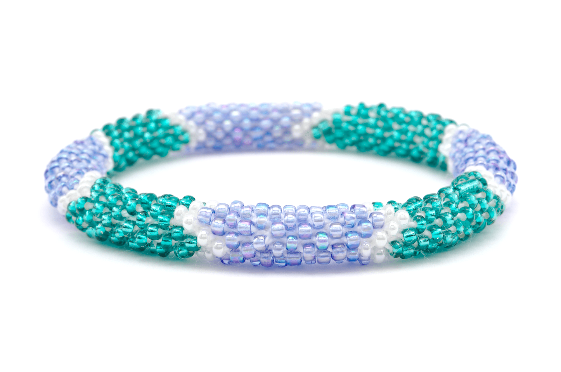 Handmade glass bead bracelet from Nepal, featuring a roll design. Also known as a beaded bracelet, seed bead bracelet, beach glass bracelet, or sea glass bracelet.