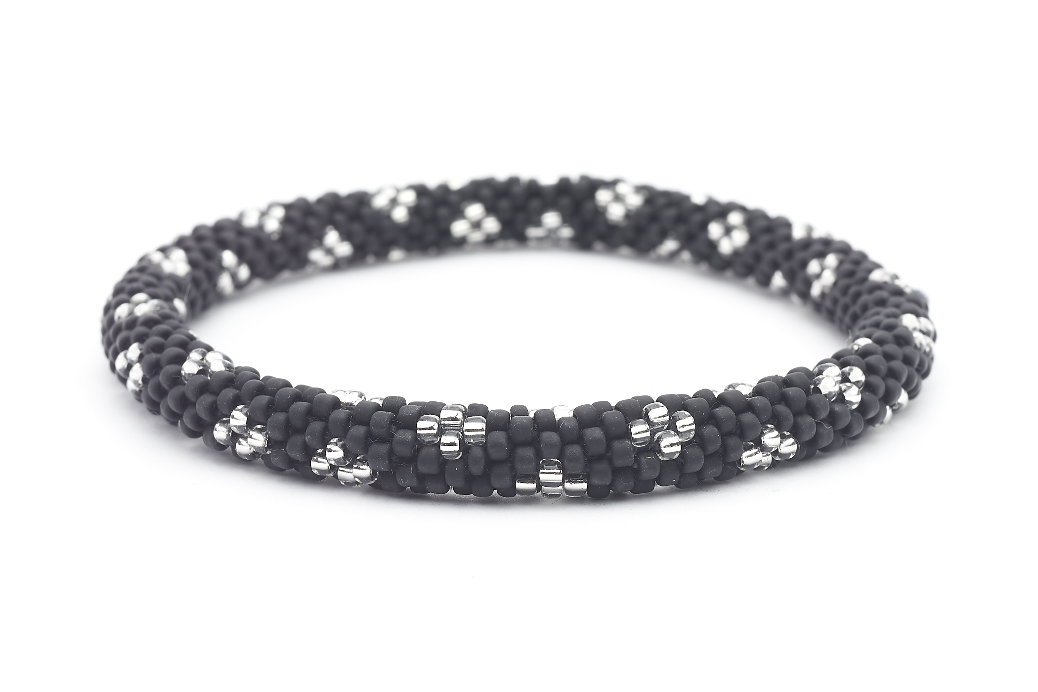 Handmade glass bead bracelet from Nepal, featuring a roll design. Also known as a beaded bracelet, seed bead bracelet, beach glass bracelet, or sea glass bracelet.