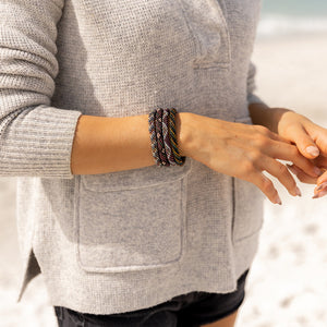 Handmade glass bead bracelet from Nepal, featuring a roll design. Also known as a beaded bracelet, seed bead bracelet, beach glass bracelet, or sea glass bracelet