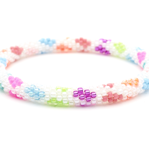 Handmade glass bead bracelet from Nepal, featuring a roll design. Also known as a beaded bracelet, seed bead bracelet, beach glass bracelet, or sea glass bracelet.