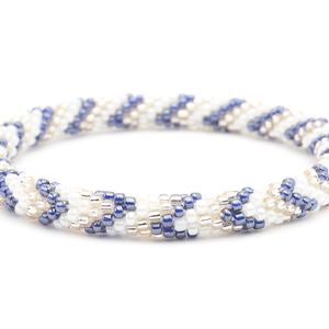Handmade glass bead bracelet from Nepal, featuring a roll design. Also known as a beaded bracelet, seed bead bracelet, beach glass bracelet, or sea glass bracelet.