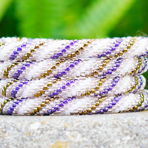 Handmade glass bead bracelet from Nepal, featuring a roll design. Also known as a beaded bracelet, seed bead bracelet, beach glass bracelet, or sea glass bracelet
