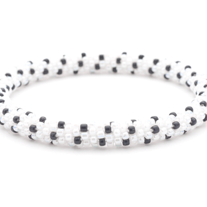 Handmade glass bead bracelet from Nepal, featuring a roll design. Also known as a beaded bracelet, seed bead bracelet, beach glass bracelet, or sea glass bracelet