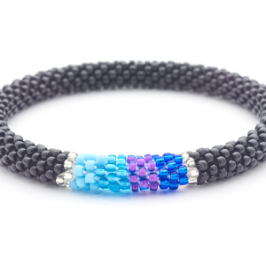 Handmade glass bead bracelet from Nepal, featuring a roll design. Also known as a beaded bracelet, seed bead bracelet, beach glass bracelet, or sea glass bracelet