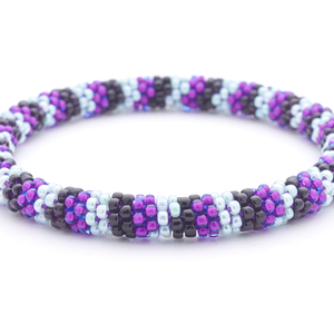 Handmade glass bead bracelet from Nepal, featuring a roll design. Also known as a beaded bracelet, seed bead bracelet, beach glass bracelet, or sea glass bracelet