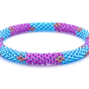 Handmade glass bead bracelet from Nepal, featuring a roll design. Also known as a beaded bracelet, seed bead bracelet, beach glass bracelet, or sea glass bracelet
