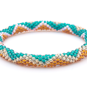 Handmade glass bead bracelet from Nepal, featuring a roll design. Also known as a beaded bracelet, seed bead bracelet, beach glass bracelet, or sea glass bracelet
