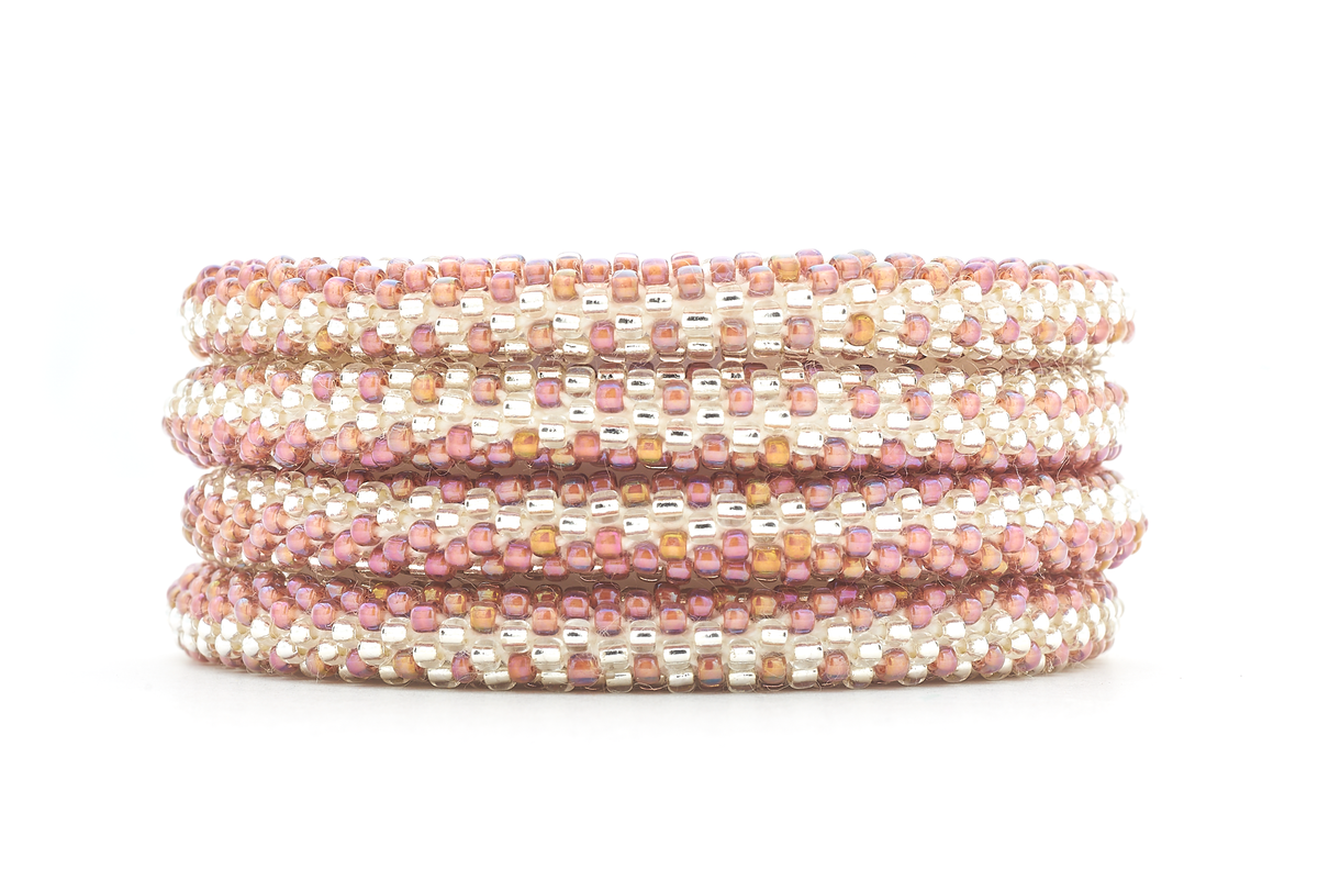 Handmade glass bead bracelet from Nepal, featuring a roll design. Also known as a beaded bracelet, seed bead bracelet, beach glass bracelet, or sea glass bracelet