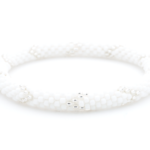 Handmade glass bead bracelet from Nepal, featuring a roll design. Also known as a beaded bracelet, seed bead bracelet, beach glass bracelet, or sea glass bracelet