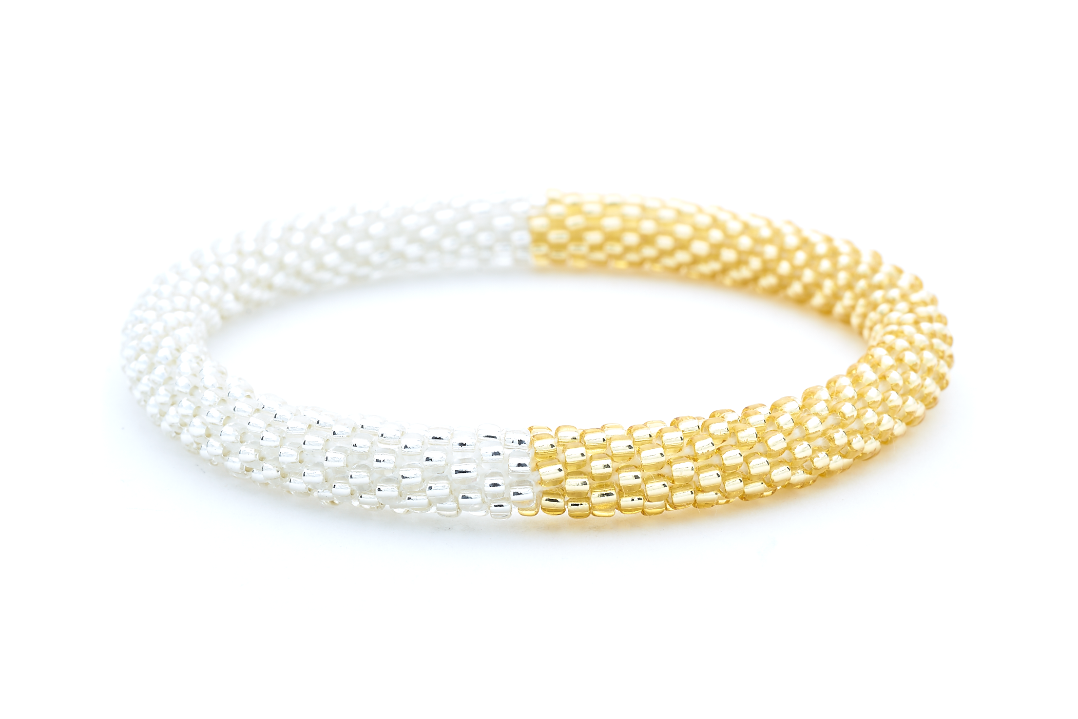Handmade glass bead bracelet from Nepal, featuring a roll design. Also known as a beaded bracelet, seed bead bracelet, beach glass bracelet, or sea glass bracelet