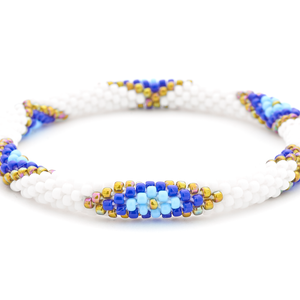 Handmade glass bead bracelet from Nepal, featuring a roll design. Also known as a beaded bracelet, seed bead bracelet, beach glass bracelet, or sea glass bracelet