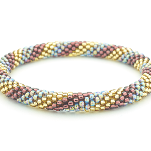 Handmade glass bead bracelet from Nepal, featuring a roll design. Also known as a beaded bracelet, seed bead bracelet, beach glass bracelet, or sea glass bracelet