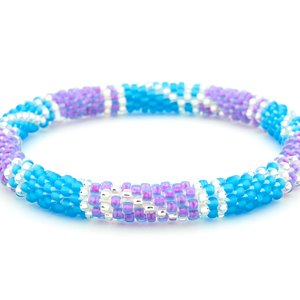 Handmade glass bead bracelet from Nepal, featuring a roll design. Also known as a beaded bracelet, seed bead bracelet, beach glass bracelet, or sea glass bracelet