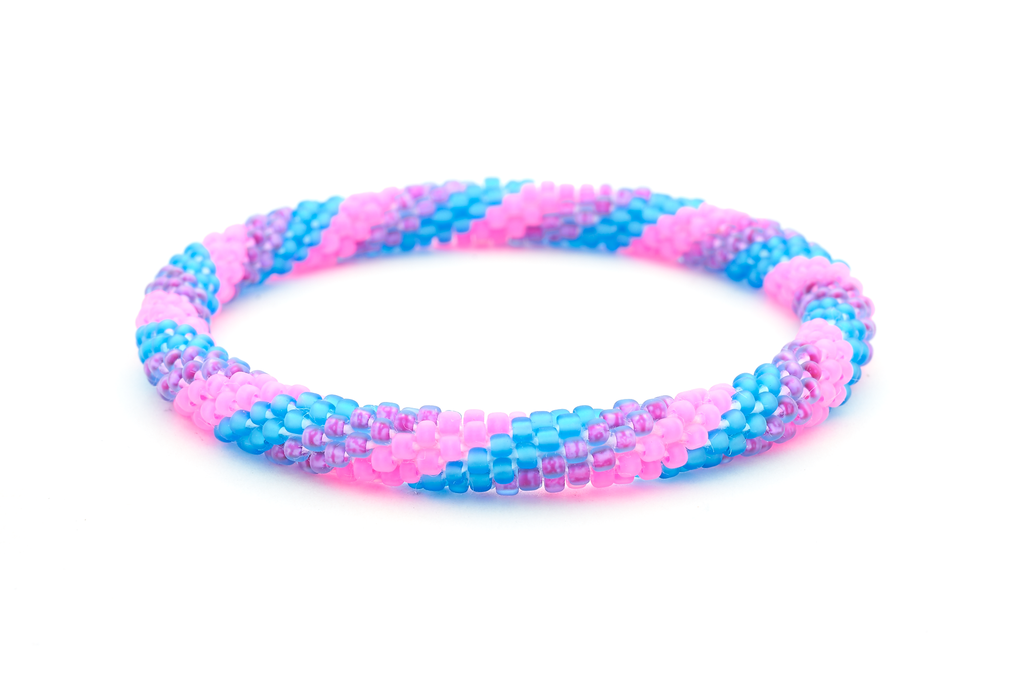 Handmade glass bead bracelet from Nepal, featuring a roll design. Also known as a beaded bracelet, seed bead bracelet, beach glass bracelet, or sea glass bracelet