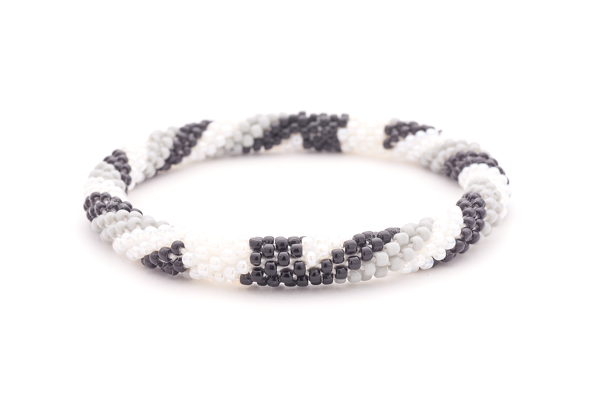 Handmade glass bead bracelet from Nepal, featuring a roll design. Also known as a beaded bracelet, seed bead bracelet, beach glass bracelet, or sea glass bracelet