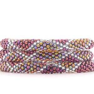 Handmade glass bead bracelet from Nepal, featuring a roll design. Also known as a beaded bracelet, seed bead bracelet, beach glass bracelet, or sea glass bracelet