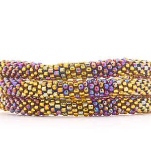 Handmade glass bead bracelet from Nepal, featuring a roll design. Also known as a beaded bracelet, seed bead bracelet, beach glass bracelet, or sea glass bracelet