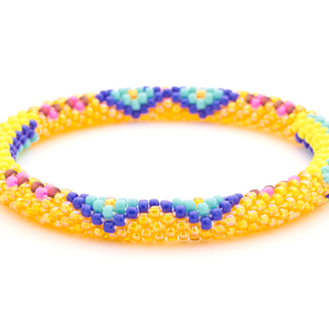Handmade glass bead bracelet from Nepal, featuring a roll design. Also known as a beaded bracelet, seed bead bracelet, beach glass bracelet, or sea glass bracelet