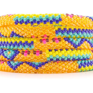 Handmade glass bead bracelet from Nepal, featuring a roll design. Also known as a beaded bracelet, seed bead bracelet, beach glass bracelet, or sea glass bracelet