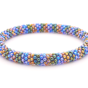 Handmade glass bead bracelet from Nepal, featuring a roll design. Also known as a beaded bracelet, seed bead bracelet, beach glass bracelet, or sea glass bracelet