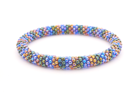 Handmade glass bead bracelet from Nepal, featuring a roll design. Also known as a beaded bracelet, seed bead bracelet, beach glass bracelet, or sea glass bracelet