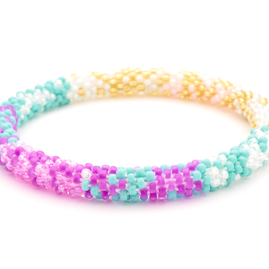 Handmade glass bead bracelet from Nepal, featuring a roll design. Also known as a beaded bracelet, seed bead bracelet, beach glass bracelet, or sea glass bracelet