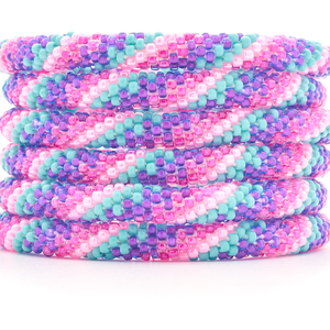 Handmade glass bead bracelet from Nepal, featuring a roll design. Also known as a beaded bracelet, seed bead bracelet, beach glass bracelet, or sea glass bracelet