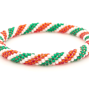 Handmade glass bead bracelet from Nepal, featuring a roll design. Also known as a beaded bracelet, seed bead bracelet, beach glass bracelet, or sea glass bracelet