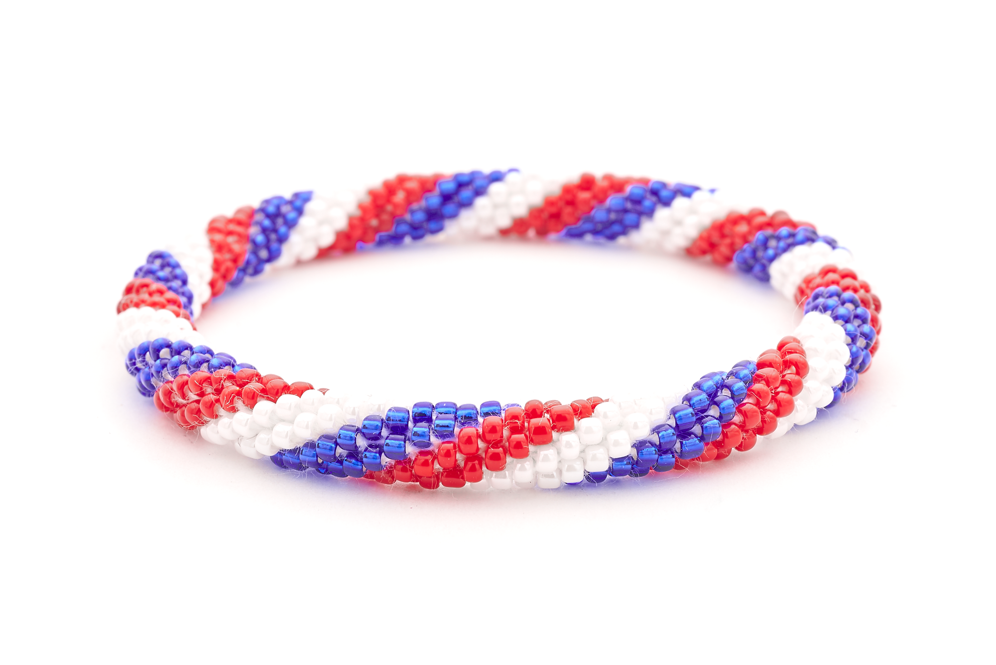 Handmade glass bead bracelet from Nepal, featuring a roll design. Also known as a beaded bracelet, seed bead bracelet, beach glass bracelet, or sea glass bracelet