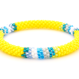 Handmade glass bead bracelet from Nepal, featuring a roll design. Also known as a beaded bracelet, seed bead bracelet, beach glass bracelet, or sea glass bracelet