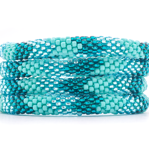 Handmade glass bead bracelet from Nepal, featuring a roll design. Also known as a beaded bracelet, seed bead bracelet, beach glass bracelet, or sea glass bracelet