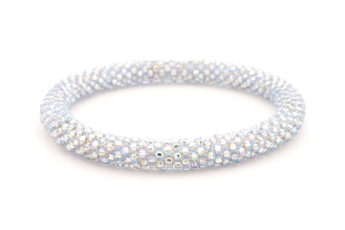 Handmade glass bead bracelet from Nepal, featuring a roll design. Also known as a beaded bracelet, seed bead bracelet, beach glass bracelet, or sea glass bracelet