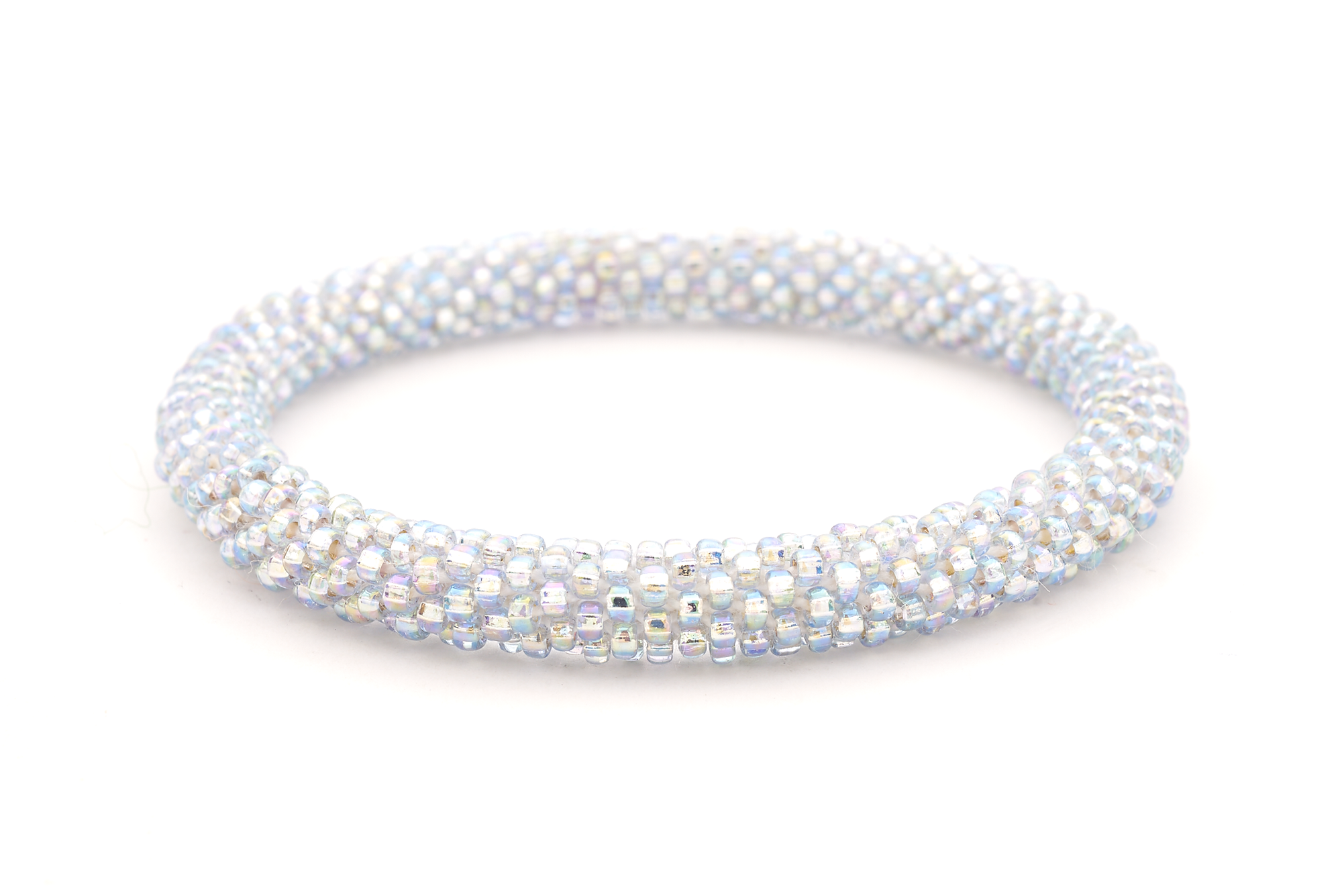 Handmade glass bead bracelet from Nepal, featuring a roll design. Also known as a beaded bracelet, seed bead bracelet, beach glass bracelet, or sea glass bracelet