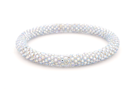 Handmade glass bead bracelet from Nepal, featuring a roll design. Also known as a beaded bracelet, seed bead bracelet, beach glass bracelet, or sea glass bracelet