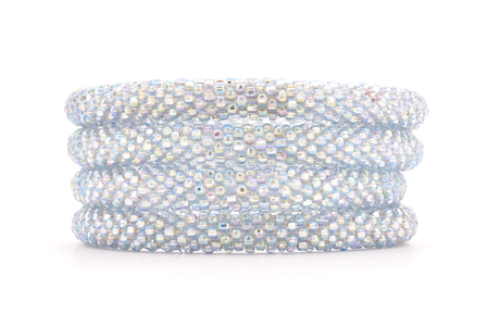 Handmade glass bead bracelet from Nepal, featuring a roll design. Also known as a beaded bracelet, seed bead bracelet, beach glass bracelet, or sea glass bracelet