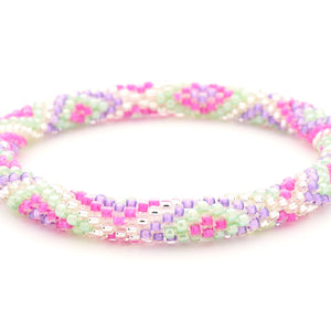 Handmade glass bead bracelet from Nepal, featuring a roll design. Also known as a beaded bracelet, seed bead bracelet, beach glass bracelet, or sea glass bracelet