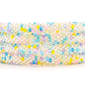 Handmade glass bead bracelet from Nepal, featuring a roll design. Also known as a beaded bracelet, seed bead bracelet, beach glass bracelet, or sea glass bracelet