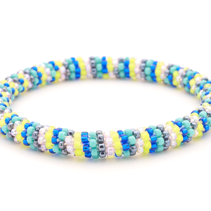 Handmade glass bead bracelet from Nepal, featuring a roll design. Also known as a beaded bracelet, seed bead bracelet, beach glass bracelet, or sea glass bracelet