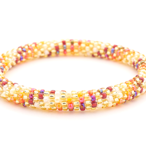 Handmade glass bead bracelet from Nepal, featuring a roll design. Also known as a beaded bracelet, seed bead bracelet, beach glass bracelet, or sea glass bracelet