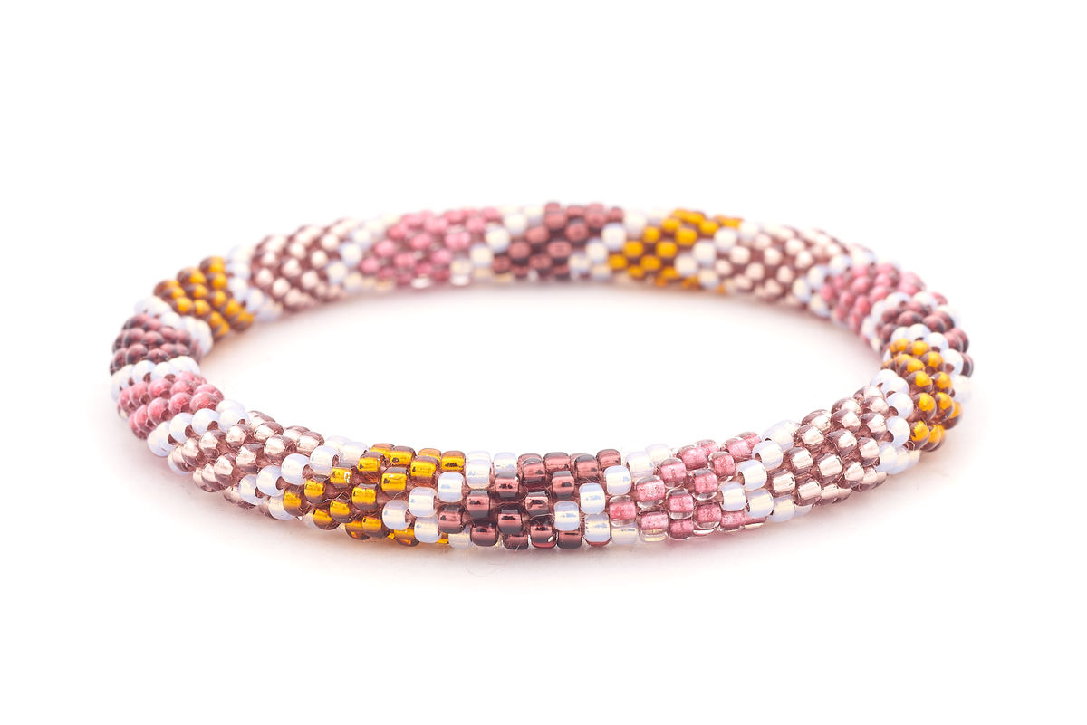 Handmade glass bead bracelet from Nepal, featuring a roll design. Also known as a beaded bracelet, seed bead bracelet, beach glass bracelet, or sea glass bracelet