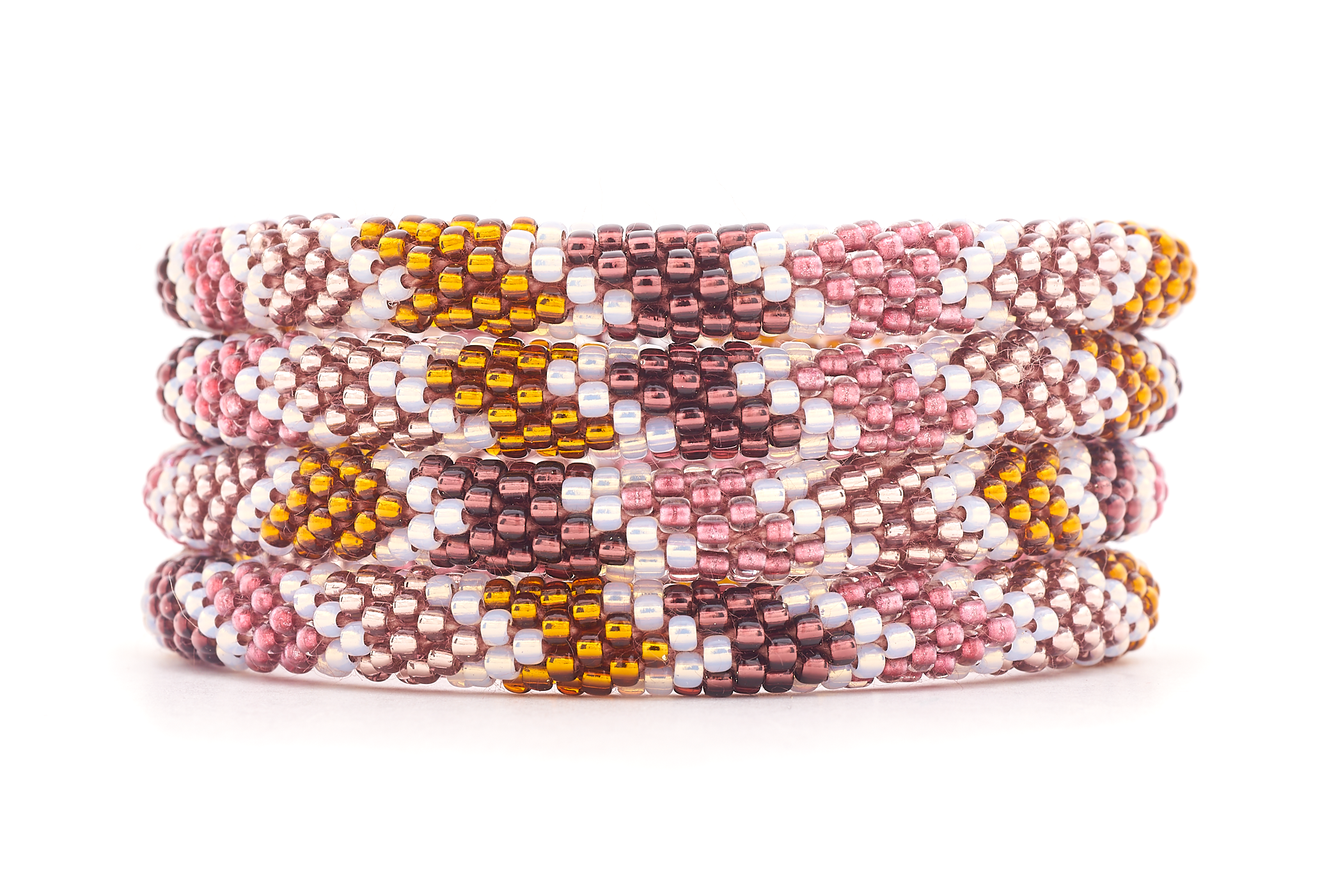 Handmade glass bead bracelet from Nepal, featuring a roll design. Also known as a beaded bracelet, seed bead bracelet, beach glass bracelet, or sea glass bracelet