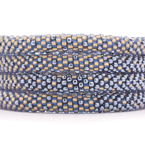 Handmade glass bead bracelet from Nepal, featuring a roll design. Also known as a beaded bracelet, seed bead bracelet, beach glass bracelet, or sea glass bracelet