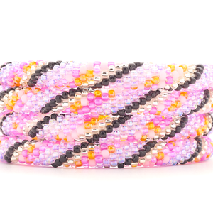 Handmade glass bead bracelet from Nepal, featuring a roll design. Also known as a beaded bracelet, seed bead bracelet, beach glass bracelet, or sea glass bracelet