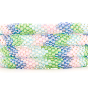 Handmade glass bead bracelet from Nepal, featuring a roll design. Also known as a beaded bracelet, seed bead bracelet, beach glass bracelet, or sea glass bracelet