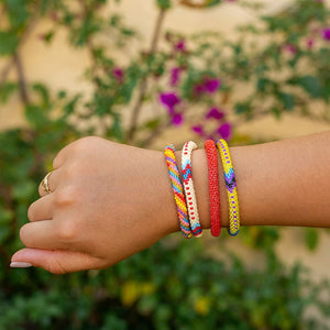 Handmade glass bead bracelet from Nepal, featuring a roll design. Also known as a beaded bracelet, seed bead bracelet, beach glass bracelet, or sea glass bracelet