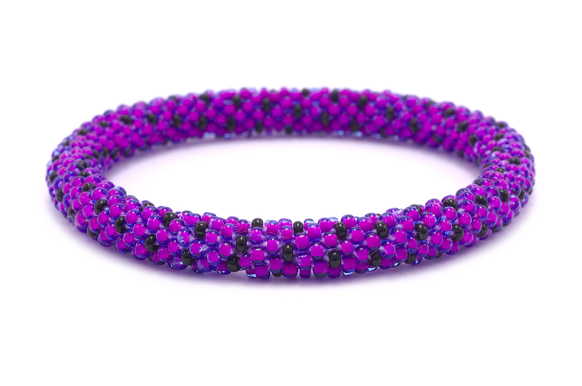 Handmade glass bead bracelet from Nepal, featuring a roll design. Also known as a beaded bracelet, seed bead bracelet, beach glass bracelet, or sea glass bracelet.