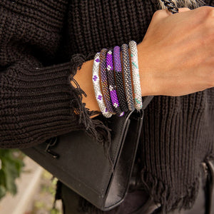 Handmade glass bead bracelet from Nepal, featuring a roll design. Also known as a beaded bracelet, seed bead bracelet, beach glass bracelet, or sea glass bracelet