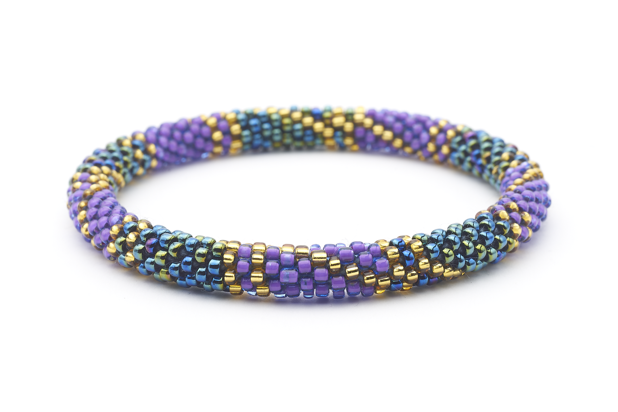 Handmade glass bead bracelet from Nepal, featuring a roll design. Also known as a beaded bracelet, seed bead bracelet, beach glass bracelet, or sea glass bracelet.