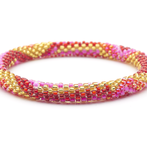 Handmade glass bead bracelet from Nepal, featuring a roll design. Also known as a beaded bracelet, seed bead bracelet, beach glass bracelet, or sea glass bracelet.