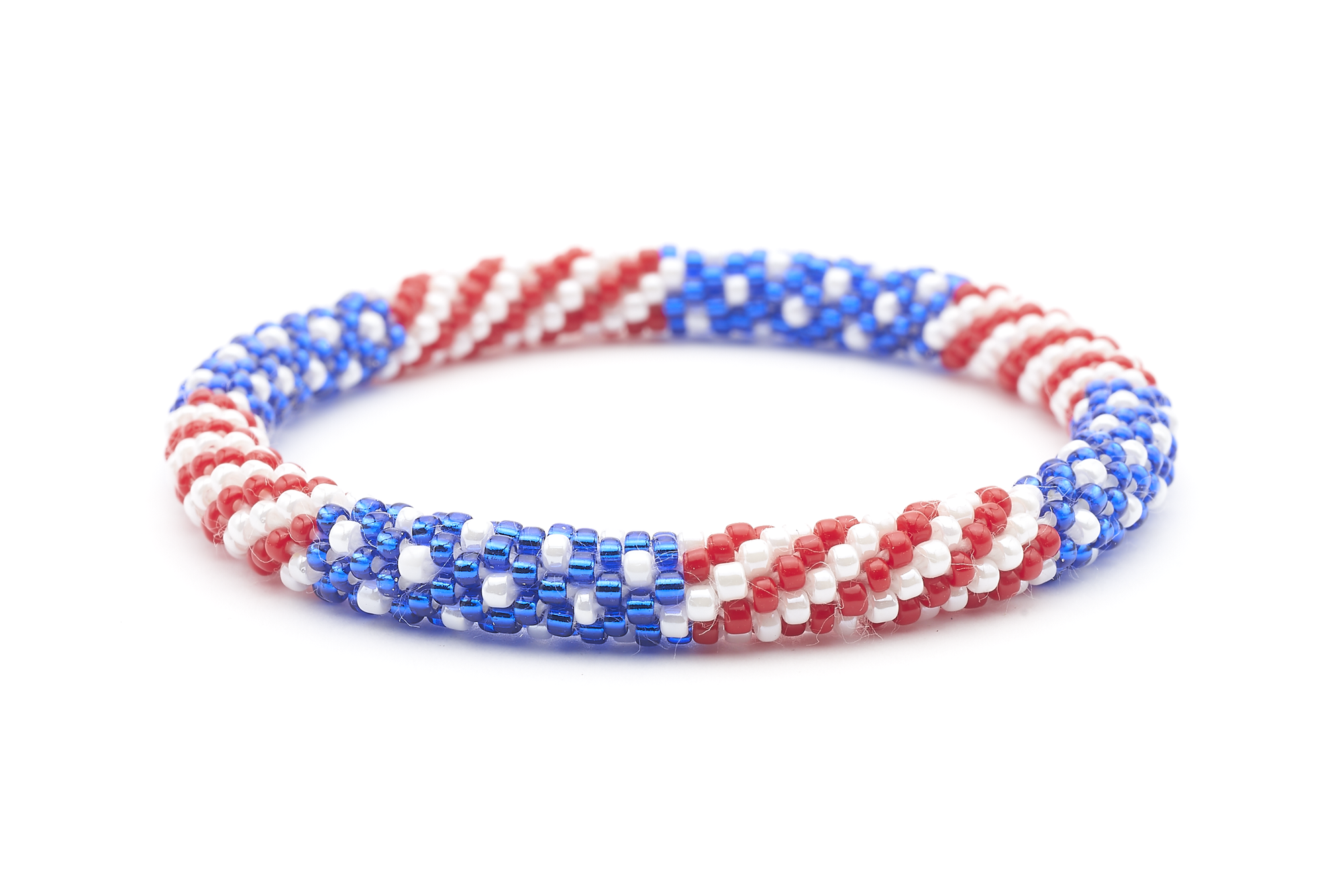 Handmade glass bead bracelet from Nepal, featuring a roll design. Also known as a beaded bracelet, seed bead bracelet, beach glass bracelet, or sea glass bracelet.